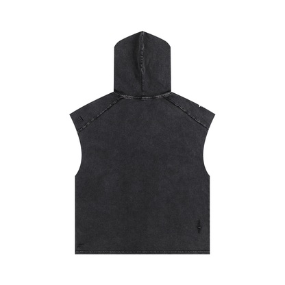 CANCEL A.I Snow Wash Boxy Hood Tank Top