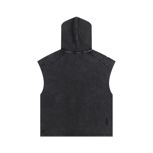 CANCEL A.I Snow Wash Boxy Hood Tank Top